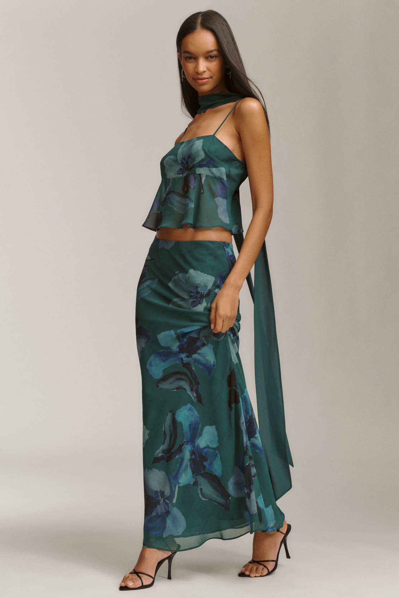 Mare Sleeveless Chiffon Cami & Maxi Skirt Set