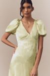 Mare Mare Puff-sleeve Jacquard Drop-Waist Linen Blend Dress