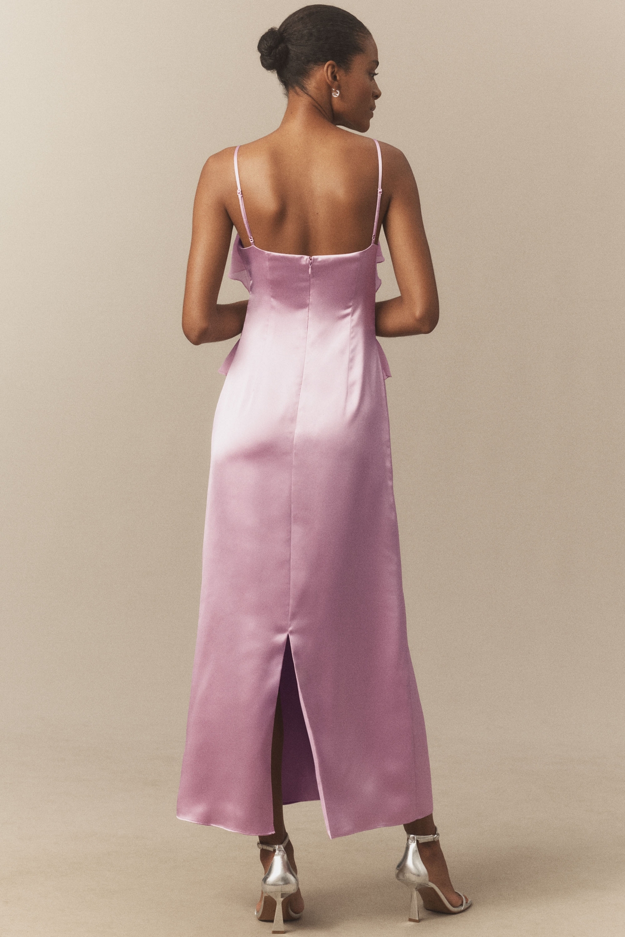 Mare Sleeveless Ruffled Satin Chiffon Maxi Dress