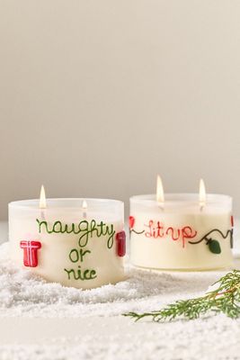 Festive Notes Lit Up Woody Fresh Balsam & Cedarwood Glass Candle