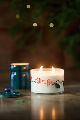 Festive Notes Lit Up Woody Fresh Balsam & Cedarwood Glass Candle
