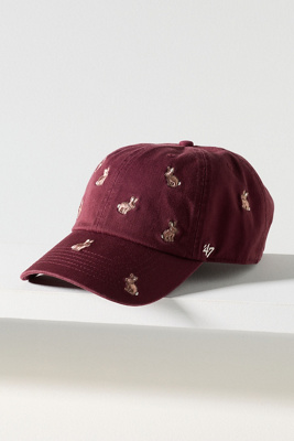 47 Brand Embroidered Animals Baseball Cap In Burgundy