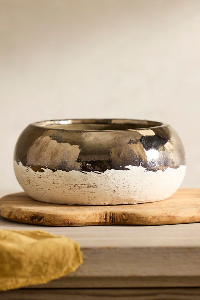 Metallic Colorblock Ceramic Bowl Planter #1