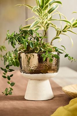 Metallic Colorblock Ceramic Urn Planter