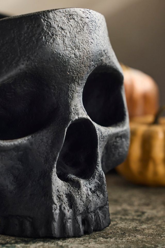 Fiber Stone Skull Planter #4