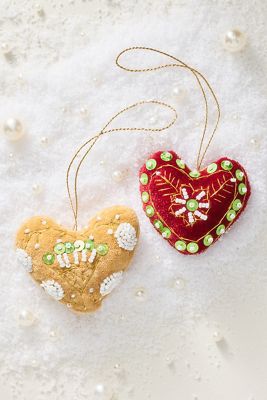 Beaded Velvet Heart Ornament