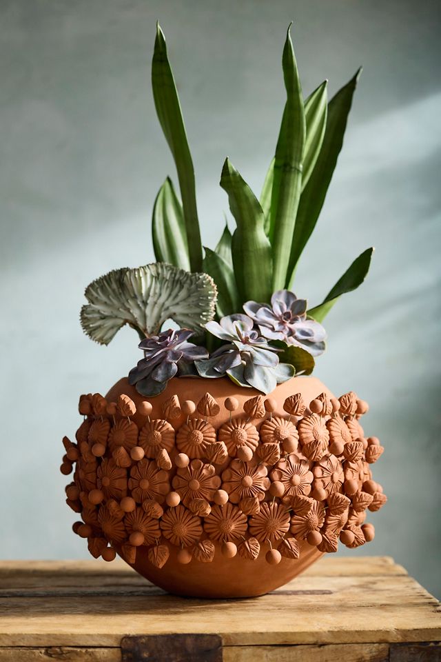 Oaxacan Floral Terracotta Planter #1