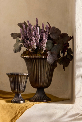 Terrain Fluted Metal Urn Planter In Brown