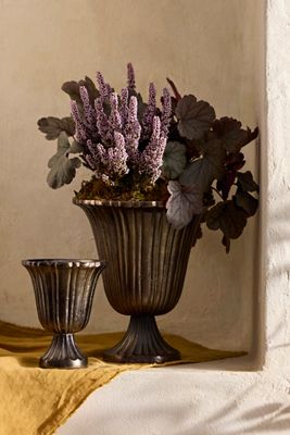 Fluted Metal Urn Planter