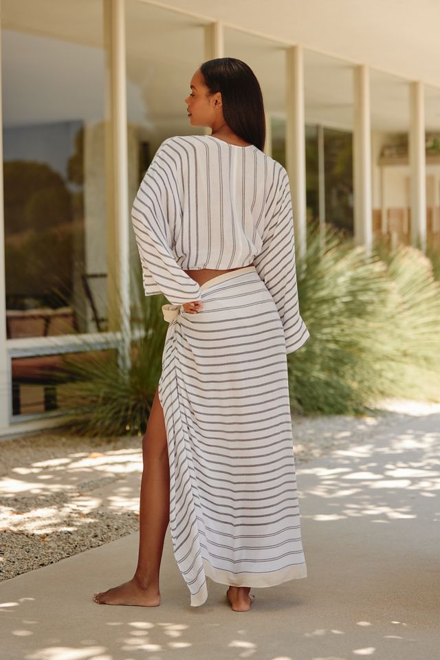 By Anthropologie Striped Tie-Front Top #1