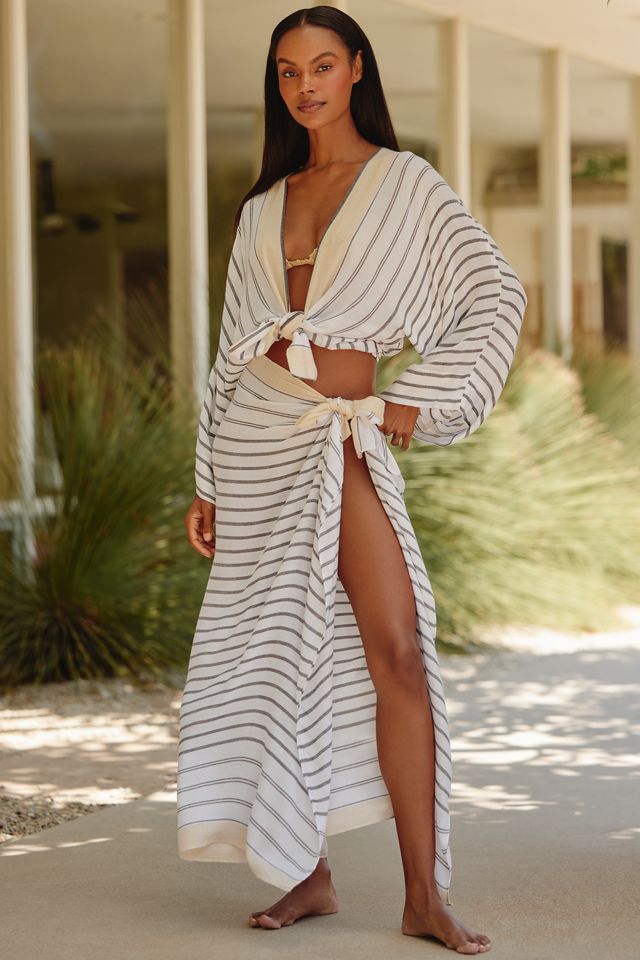 By Anthropologie Striped Tie-Front Top #2