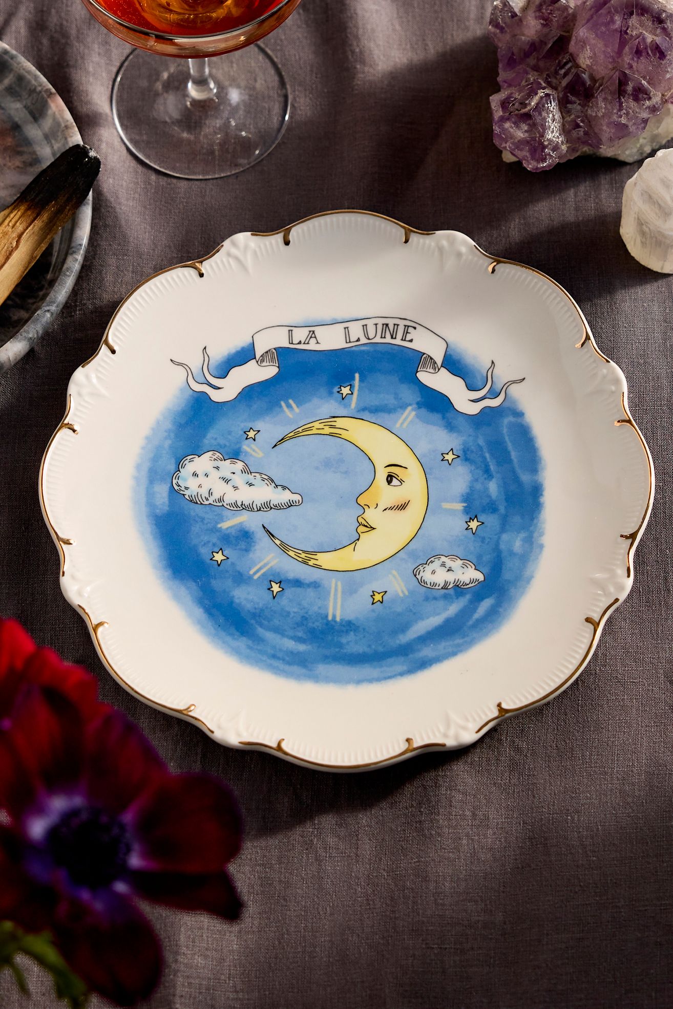 Tarot Stoneware Plate - LA LUNE, One Size