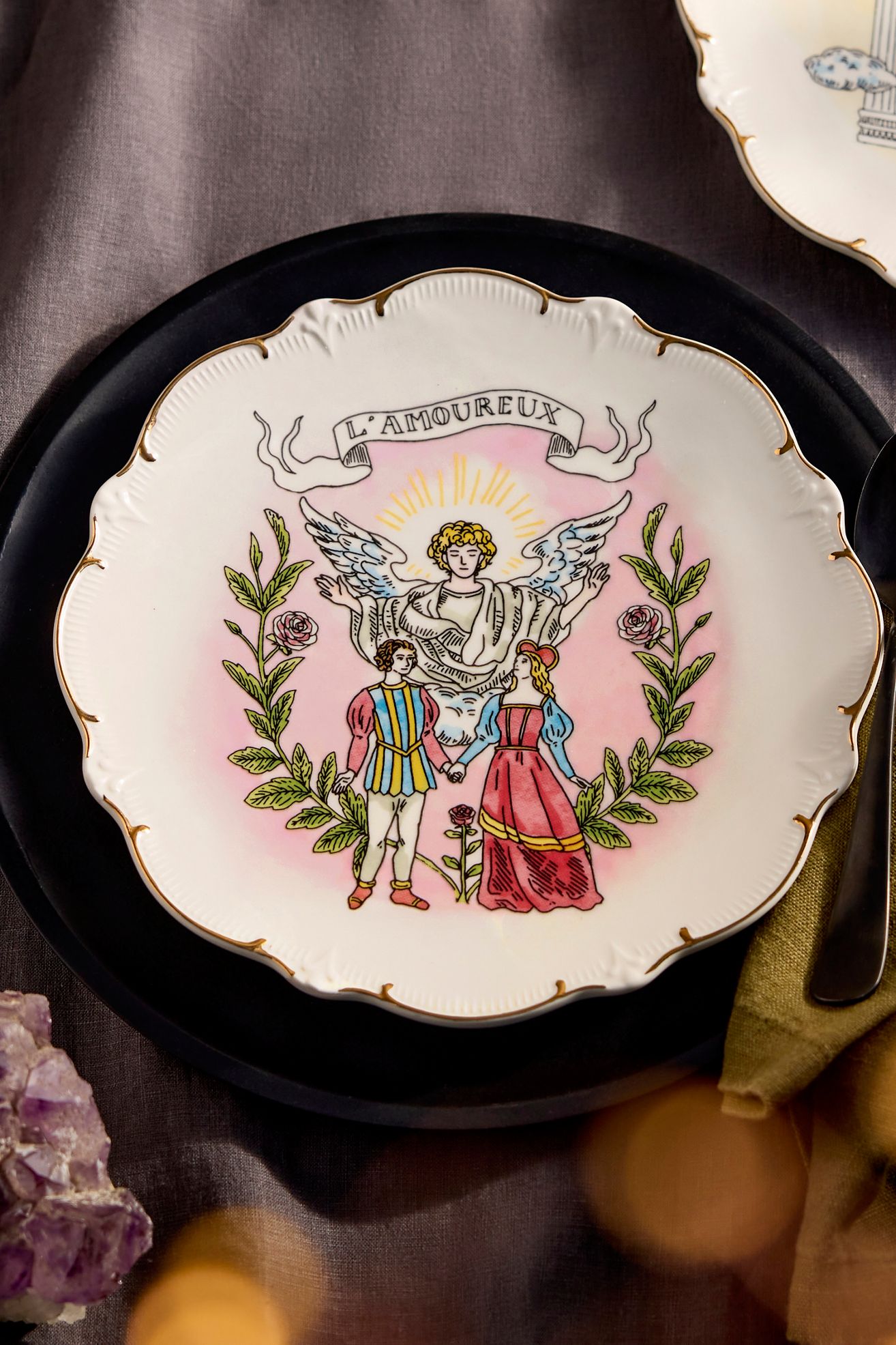Tarot Stoneware Plate - L' AMOUREUX, One Size