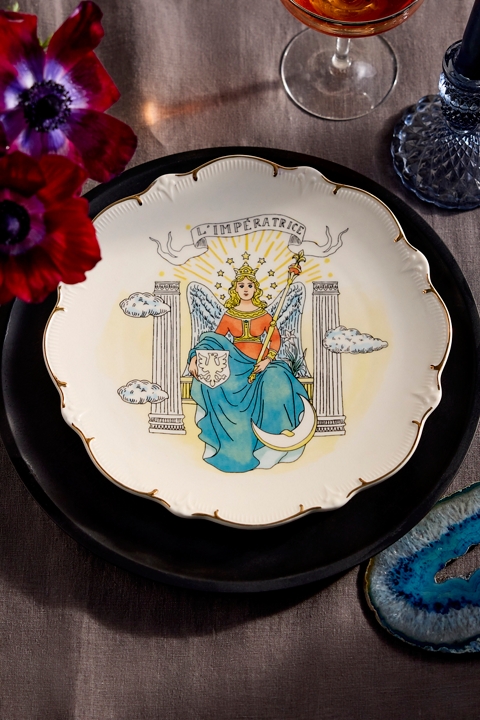 Tarot Stoneware Plate, L’Imperatrice