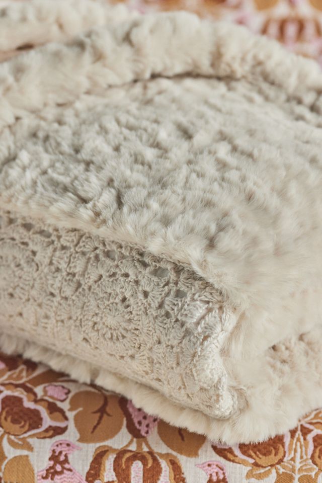 Margaux Crochet Faux-Fur Throw Blanket #3
