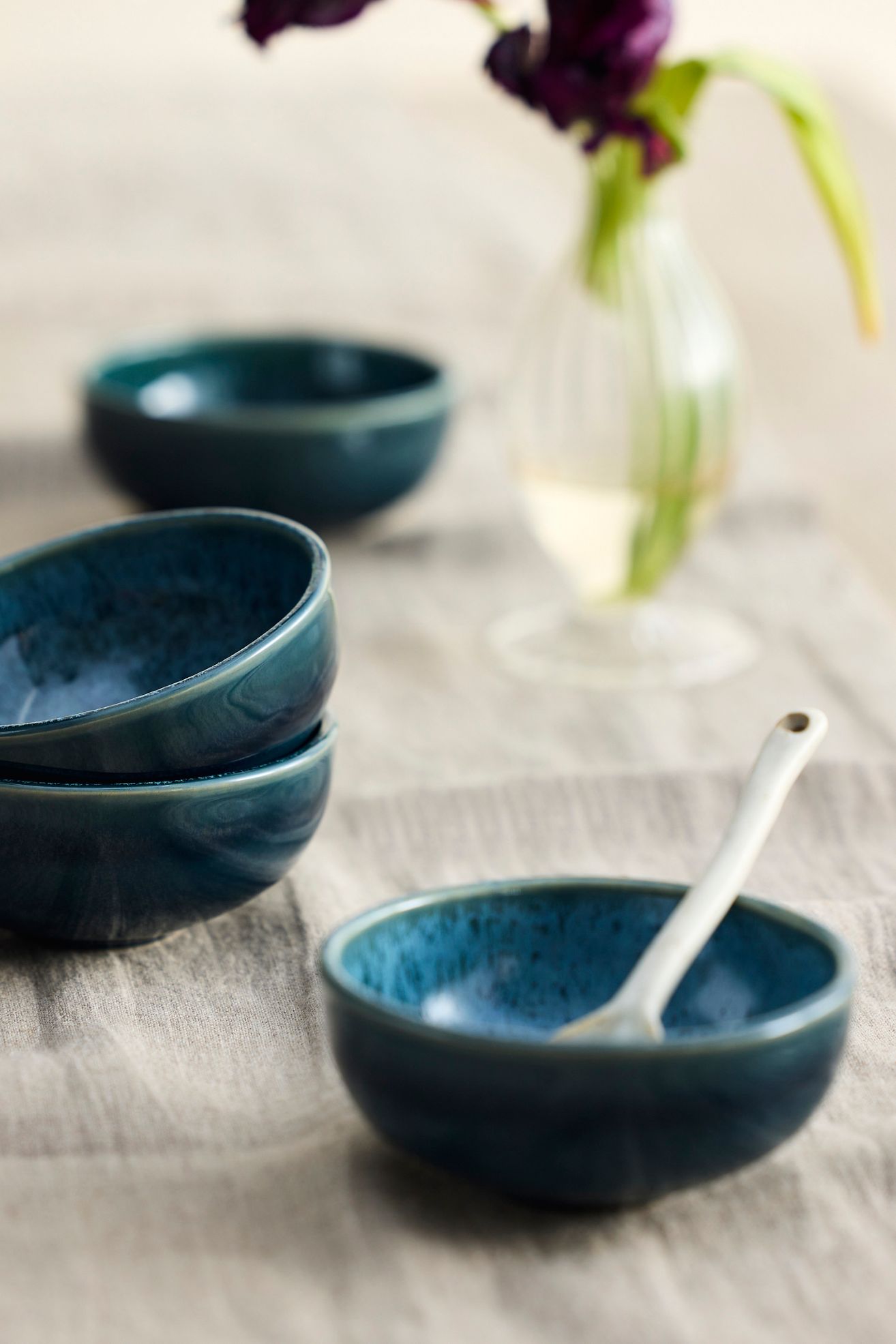 Reactive Glaze Tapas Bowls, Set of 4 - Navy, Standard, One Size