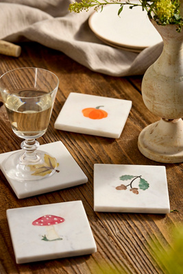 Terrain Fall Icon Marble Coasters, Set Of 4 In Multi