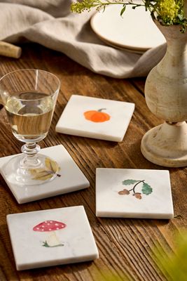 Fall Icon Marble Coasters, Set of 4