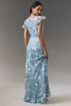 Mac Duggal Flutter-Sleeve Formal Appliqué Maxi Dress