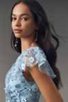 Mac Duggal Flutter-Sleeve Formal Appliqué Maxi Dress