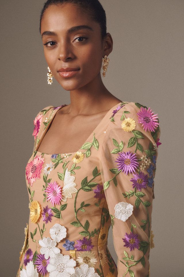 Helsi Ellen Puff-Sleeve 3D Floral A-Line Mini Dress #2