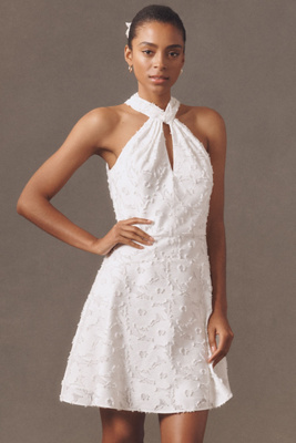 Shoshanna Edwina Twist-front Fil Coupe Halter Mini Dress