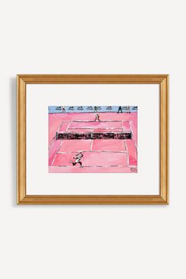 Pink Tennis Court Painting Homage to Venus and Serena Wall Art