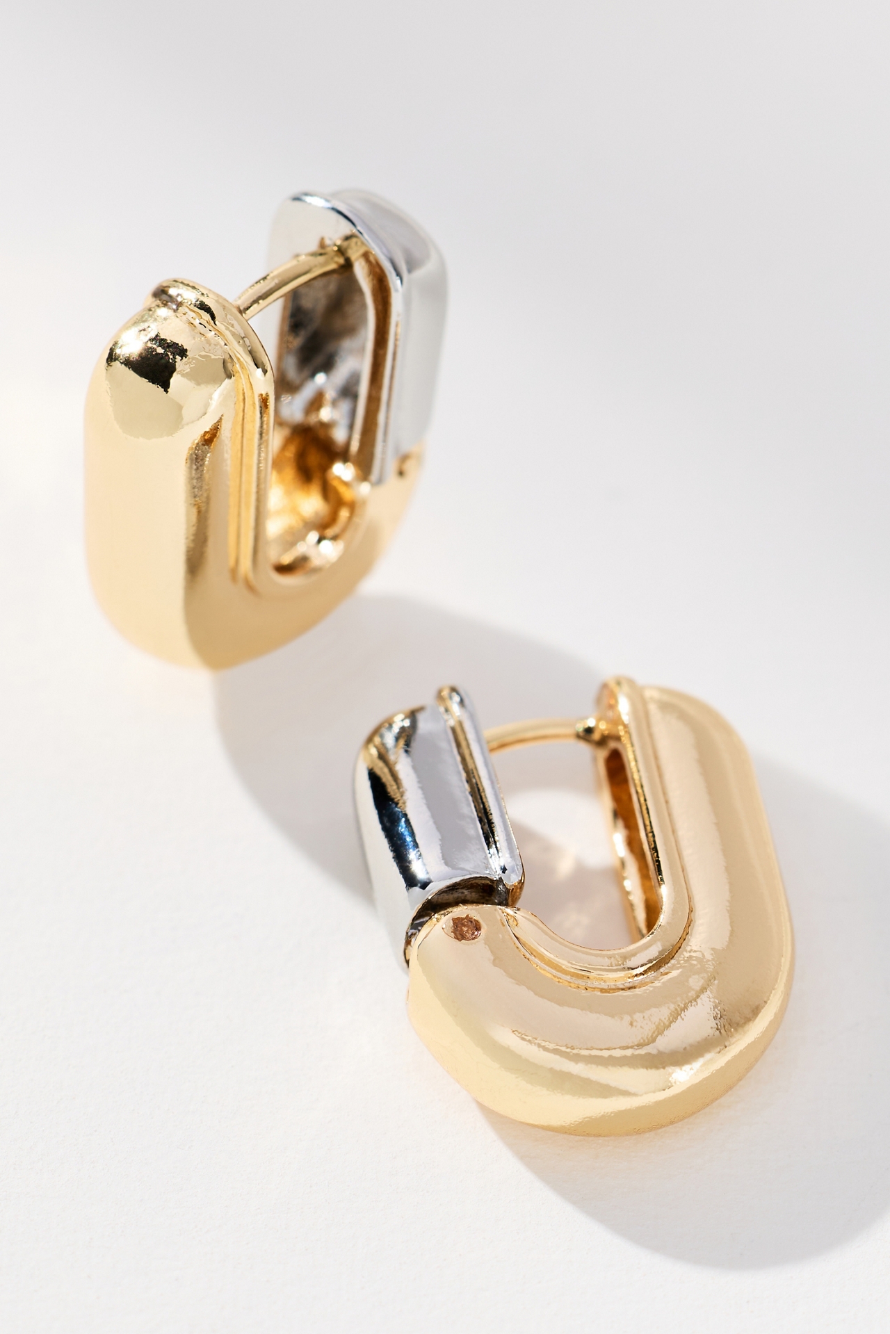 Two-Tone Huggie Hoop Earrings