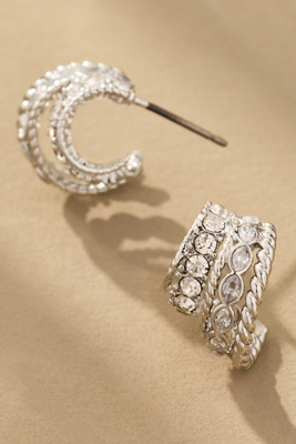 By Anthropologie Mixed Metal Crystal Drop Earrings