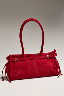 Jeffrey Campbell Suede East West Shoulder Bag In Red