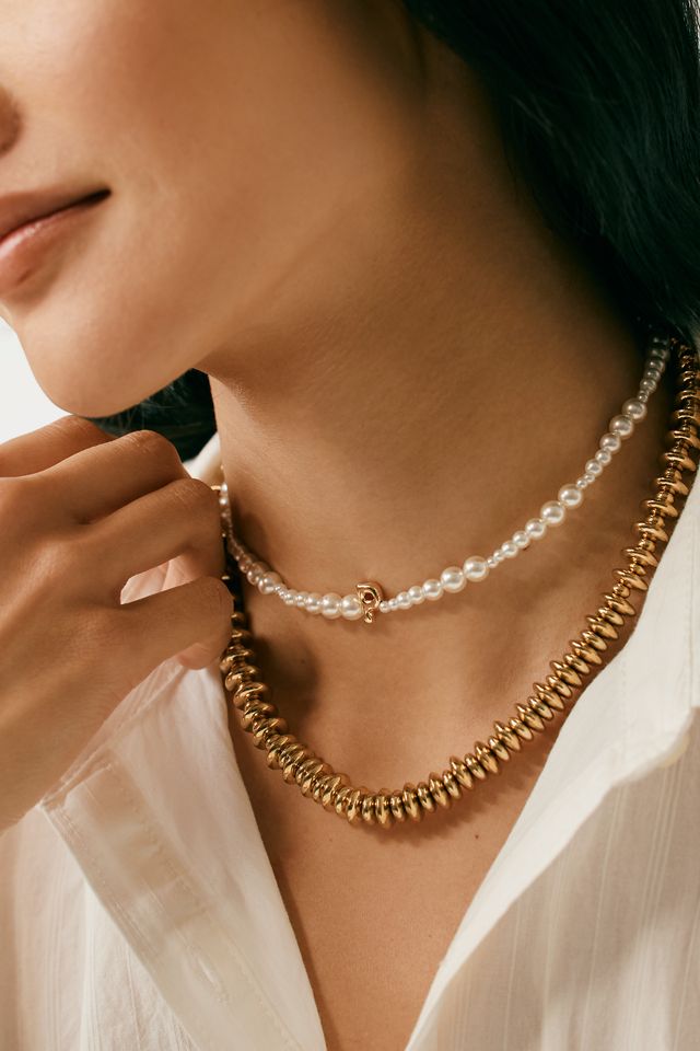 Gold Beaded Necklace #1