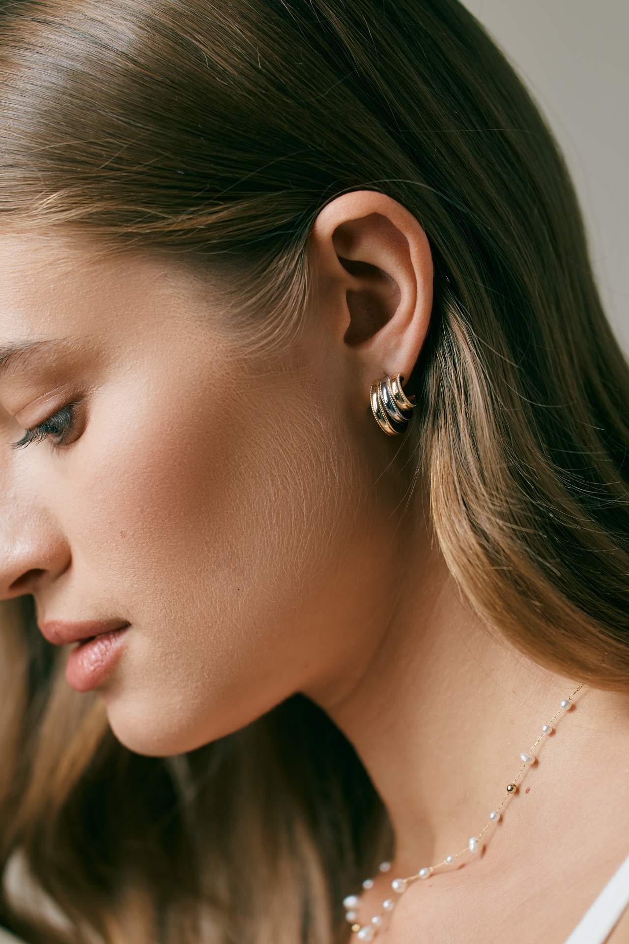 Mixed Metal Triple Huggie Earrings