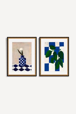 Checkered Botanicals Diptych Wall Art