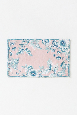 Anthropologie Eugenie Printed Woven Bath Mat In Blue