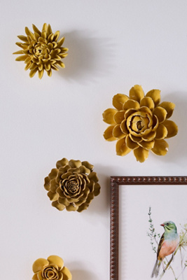 Yellow Ceramic Flower Gallery Wall Charm (COLOR Ranunculus)