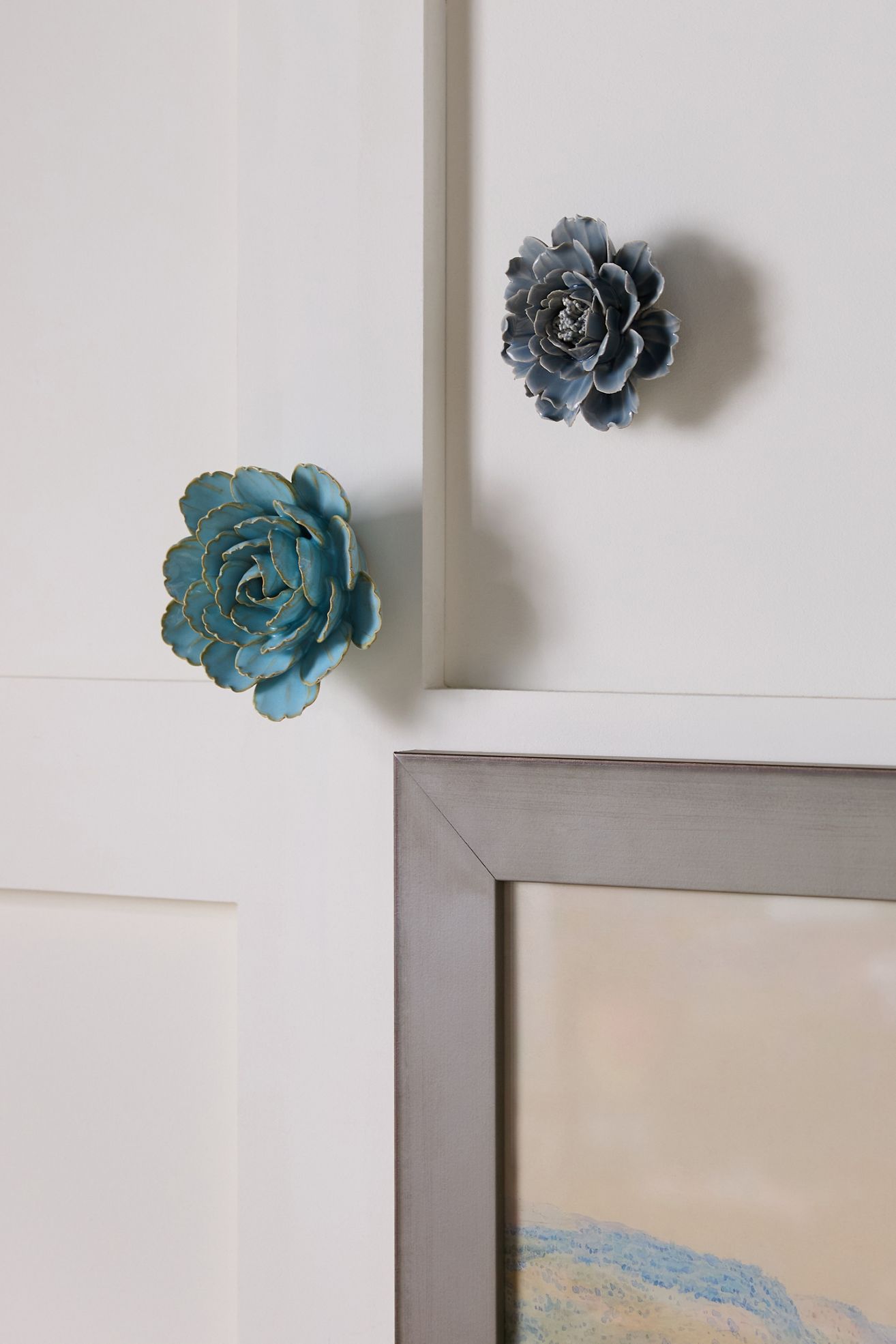 Teal Ceramic Flower Gallery Wall Charm - Rose, Standard, Assorted