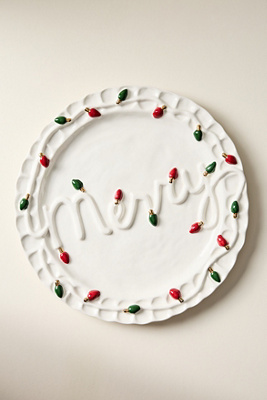 Anthropologie Merry Stoneware Platter In White