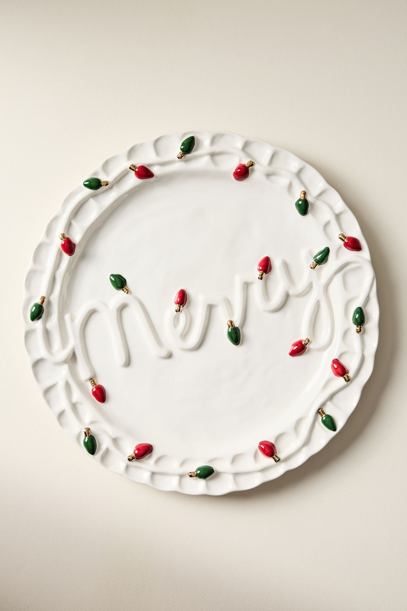 Merry Stoneware Platter - White, Standard, One Size