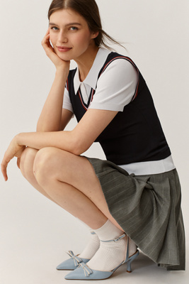 Maeve Pointed-toe Ankle-strap Bow Heels In Blue