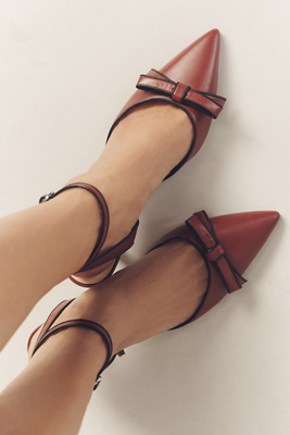 Maeve Pointed-toe Ankle-strap Bow Heels In Multi