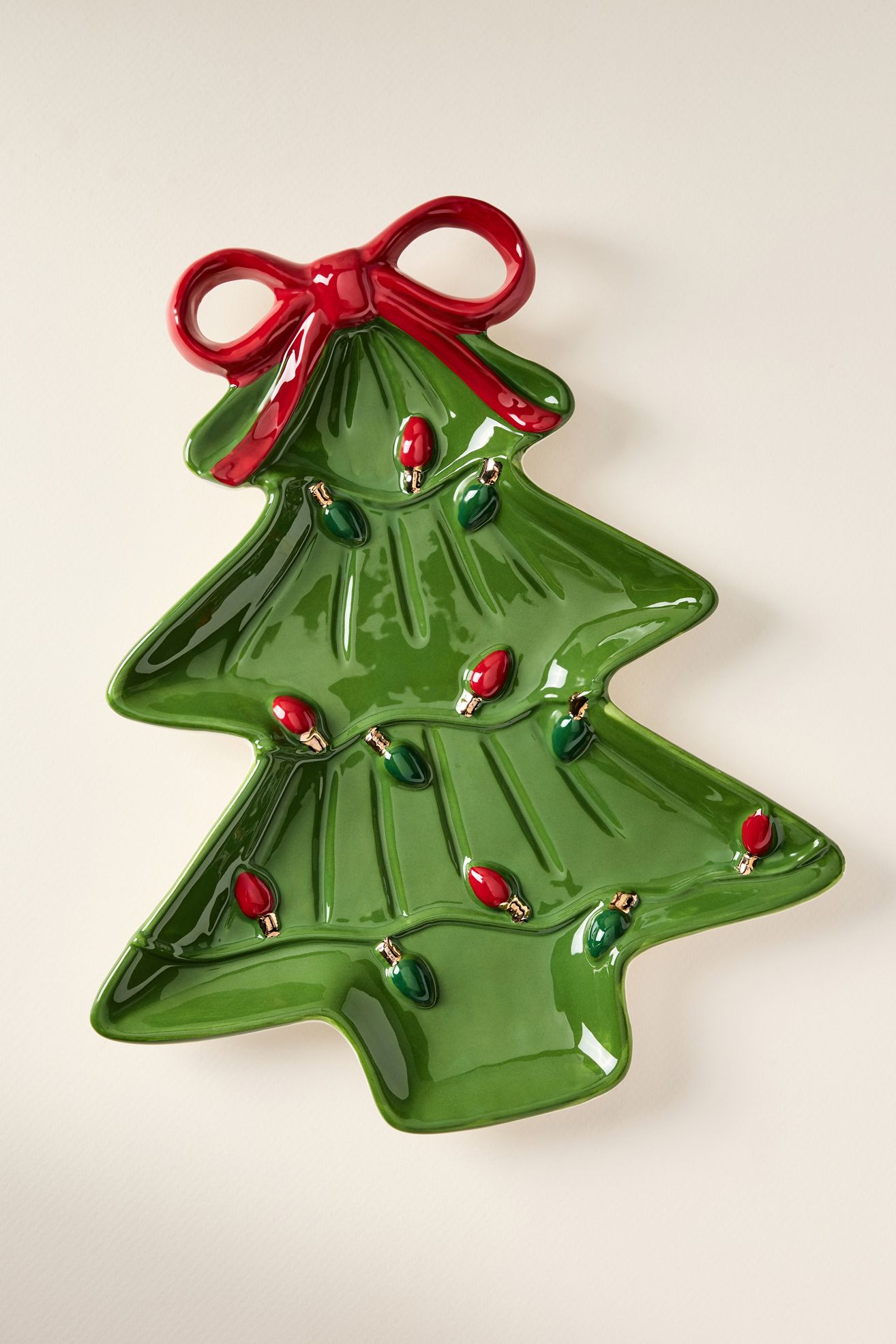 Festive Tree Stoneware Platter - Green Pattern, Standard, One Size