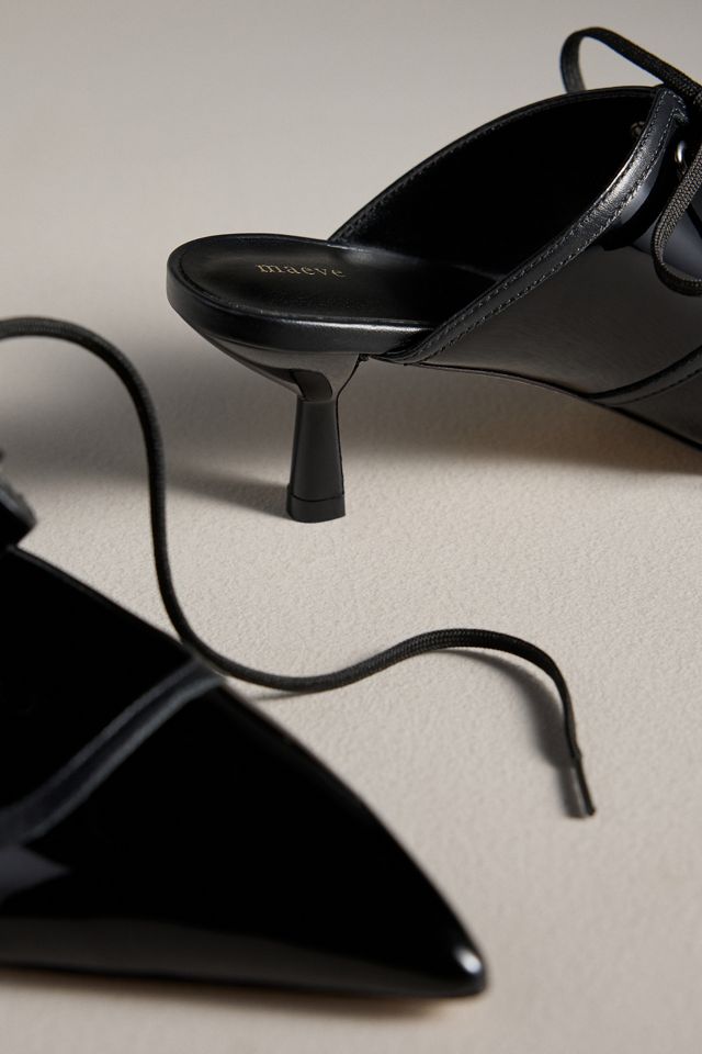 Maeve Contrast Lace-Up Kitten-Heel Mules #2