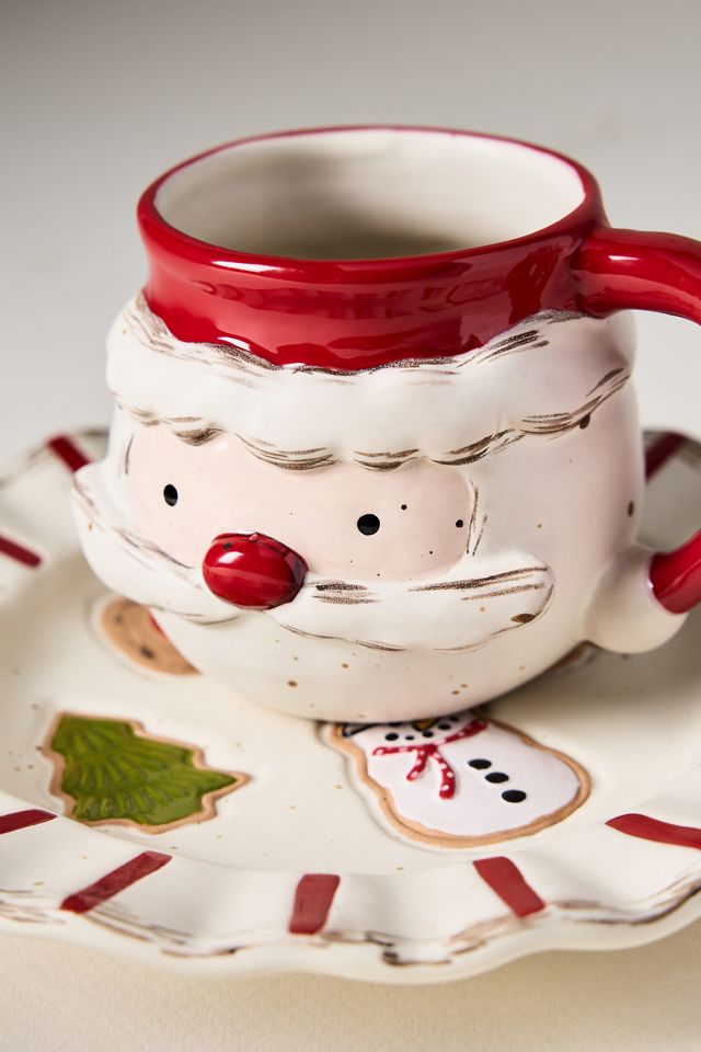 Milk and Cookies Santa Stoneware Cup & Saucer