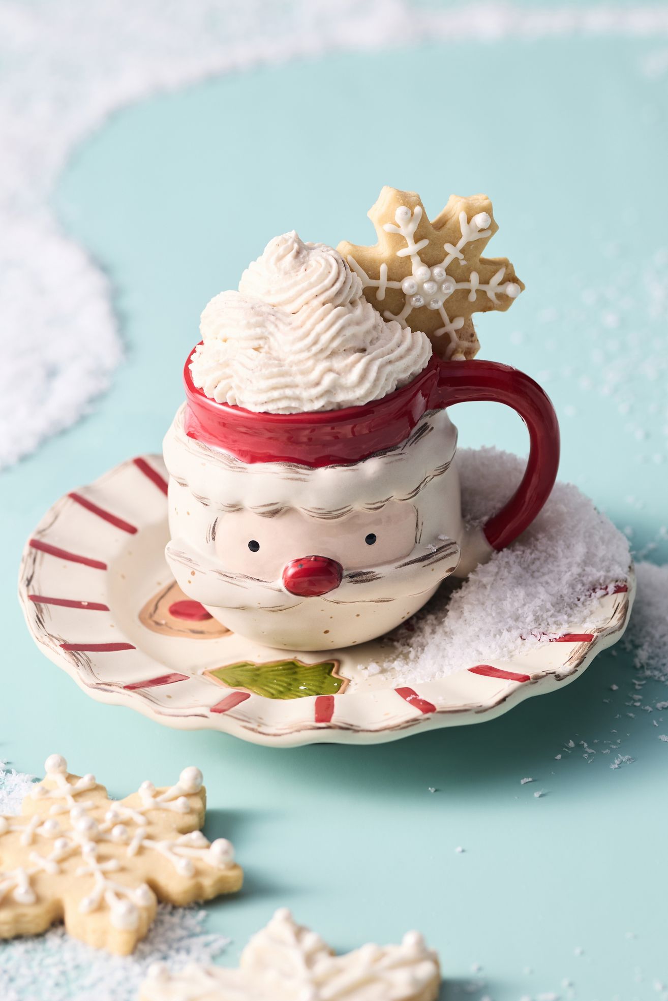 Milk and Cookies Santa Stoneware Cup & Saucer - Red, Standard, One Size