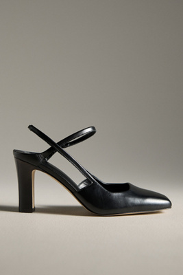 By Anthropologie Vintage Square-toe Slingback Heels In Black
