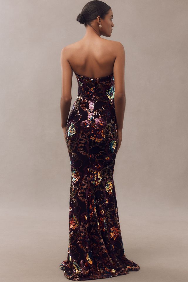 Helsi Helen Strapless Floral Sequin Mermaid Maxi Dress