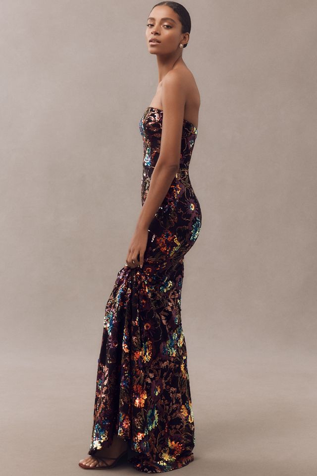 Helsi Helen Strapless Floral Sequin Mermaid Maxi Dress #3