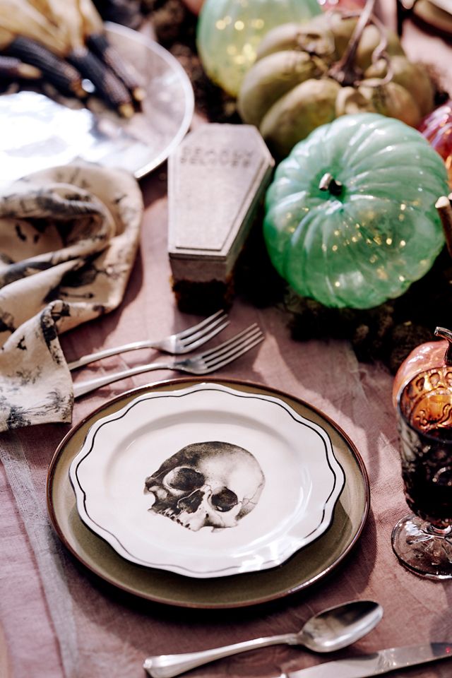 Halloween Toile Linen Dish Towel #1