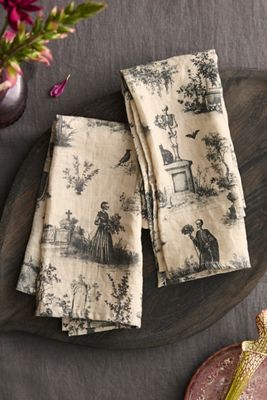 Halloween Toile Linen Napkins, Set of 2