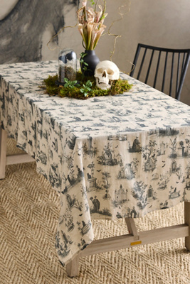 Halloween Toile Linen Tablecloth